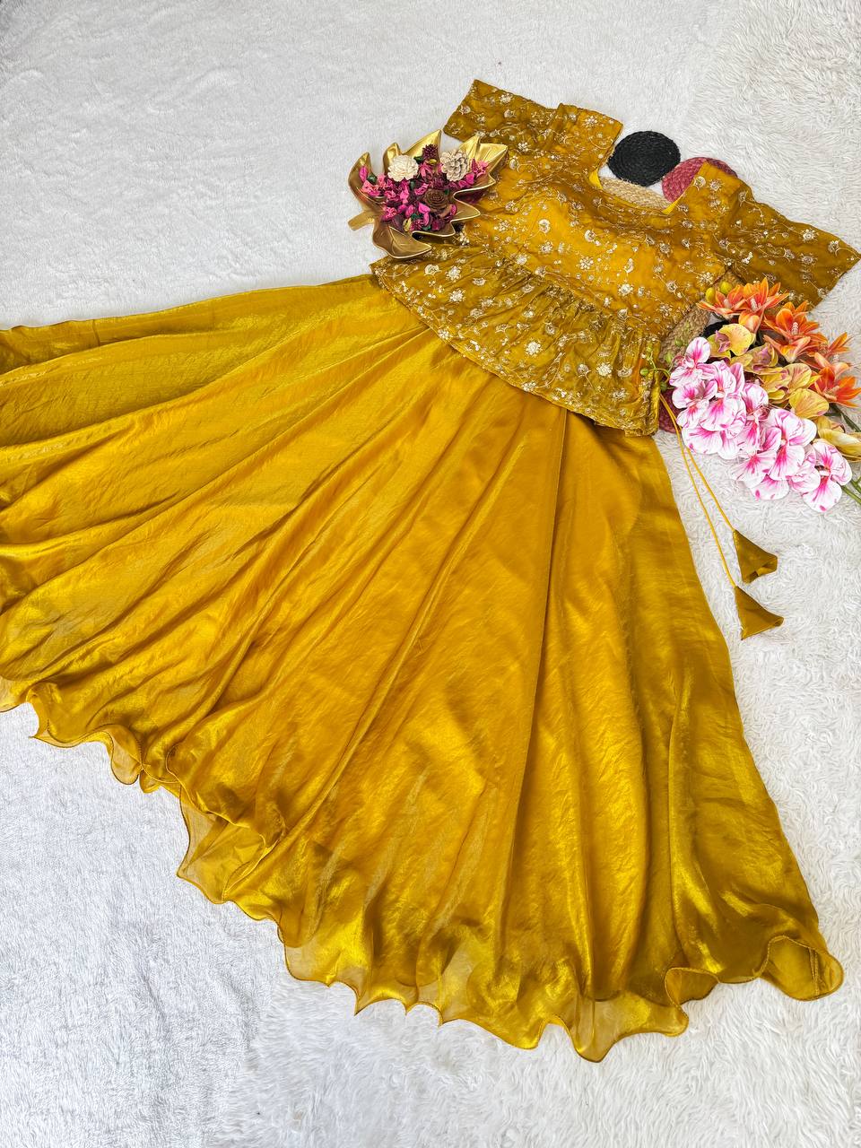 Elegant Space Silk Peplum Lehenga Choli with Exquisite Sequined Embroidery – Perfect Harmony of Style and Comfort