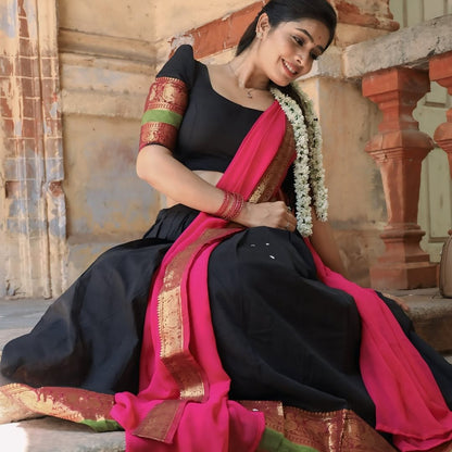 RangBhoomi South Indian Kanjivaram Silk Lehenga Set with Georgette Dupatta and Zari Weaving