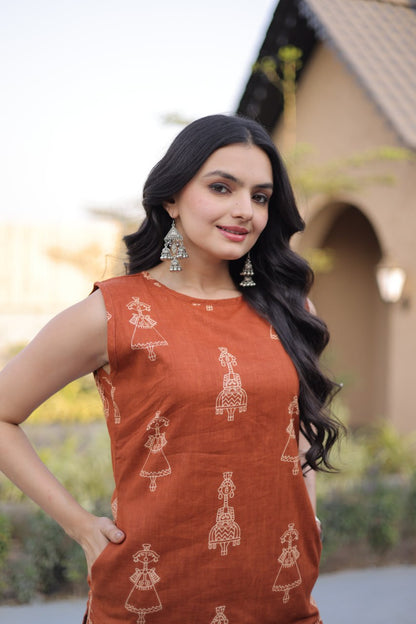 Premium Ready-to-Wear Kurti with Matching Pants – Printed Cotton Set for Elegant Comfort
