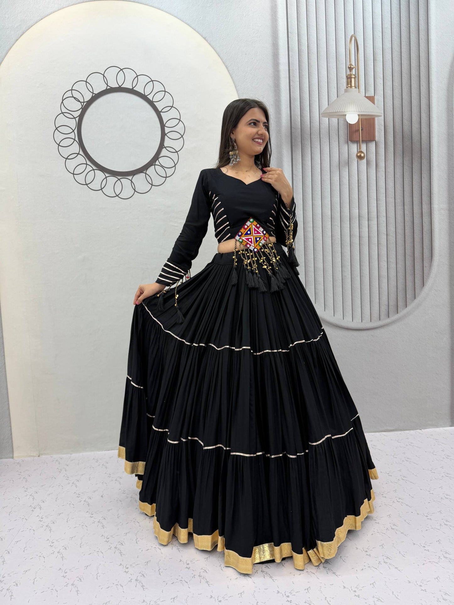 RangBhoomi Navratri Special Cotton Lehenga Choli — Big Flair 9+ Meter, Fully Stitched