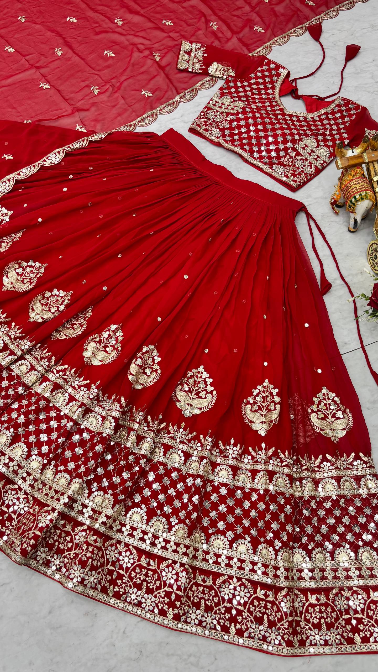 RangBhoomi Heavy Fox Georgette Embroidered Wedding Lehenga Choli Set