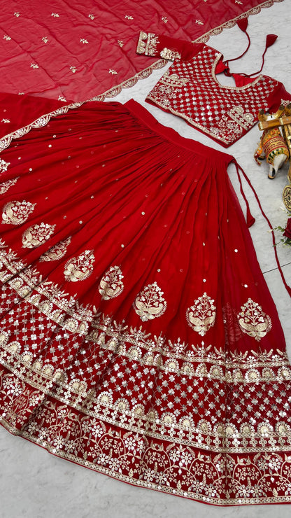 RangBhoomi Heavy Fox Georgette Embroidered Wedding Lehenga Choli Set