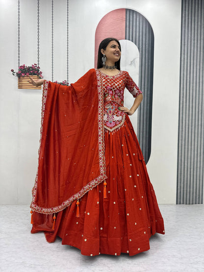 Elegant Wedding Lehenga Choli Set in Luxurious Vichitra Silk with Intricate Embroidery and Sequins