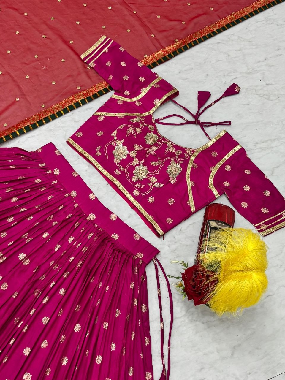 RangBhoomi Bollywood Style Lehenga Choli Set with Embroidered Sequins and Soft Silk Fabric