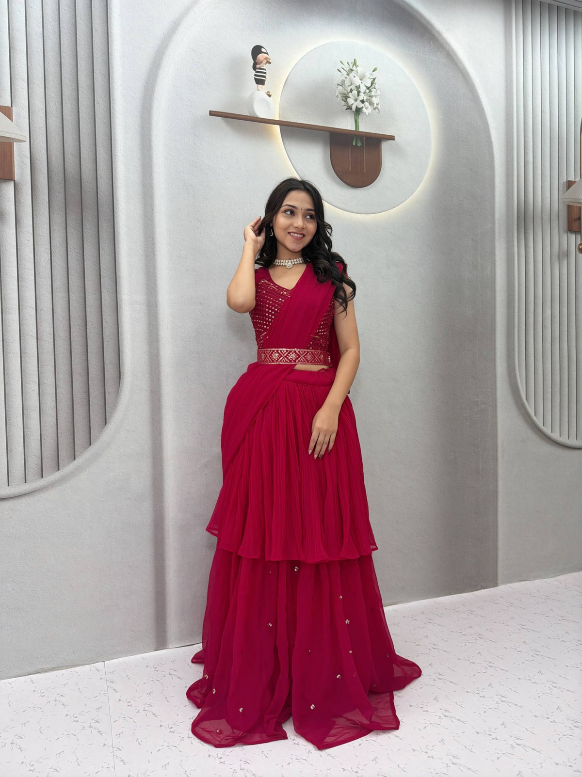 RangBhoomi Rakhi Special Pure Fox Georgette Lehenga Choli with Attached Dupatta