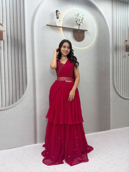 RangBhoomi Rakhi Special Pure Fox Georgette Lehenga Choli with Attached Dupatta