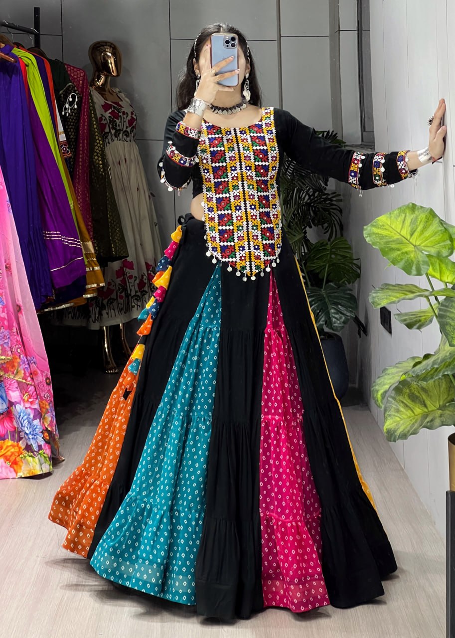 Ethnic Women's Lehenga Set with Traditional Embroidered Top – Multicolor Navratri Collection 2025