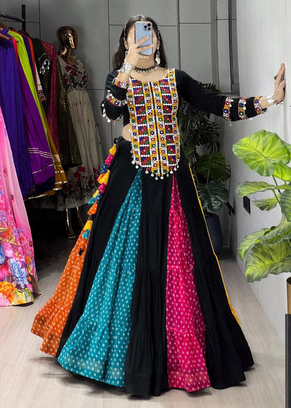 Ethnic Women's Lehenga Set with Traditional Embroidered Top – Multicolor Navratri Collection 2025