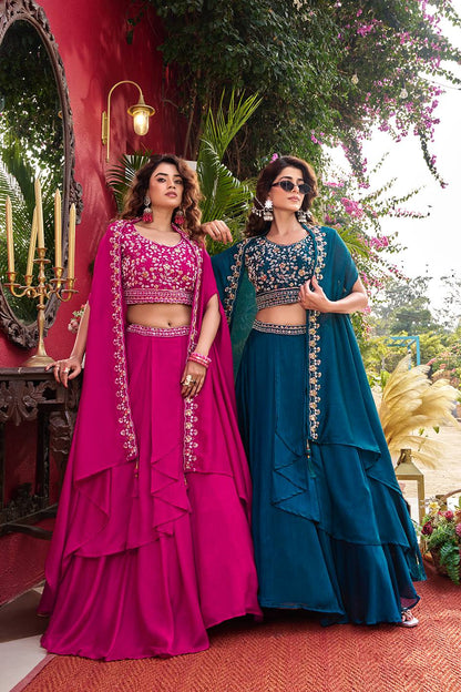 Exclusive New Wedding Lehenga Choli Set in Pure Vichitra Silk with Elegant Heavy Embroidery and Complete Stitching