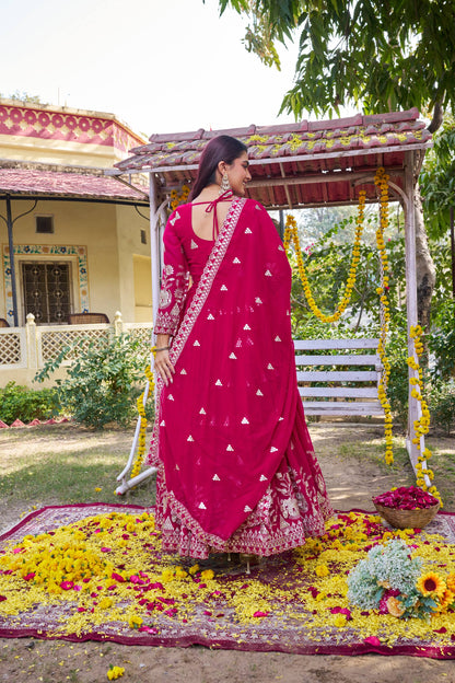 Fox Georgette Anarkali Gown with Sequence Embroidery and Dupatta