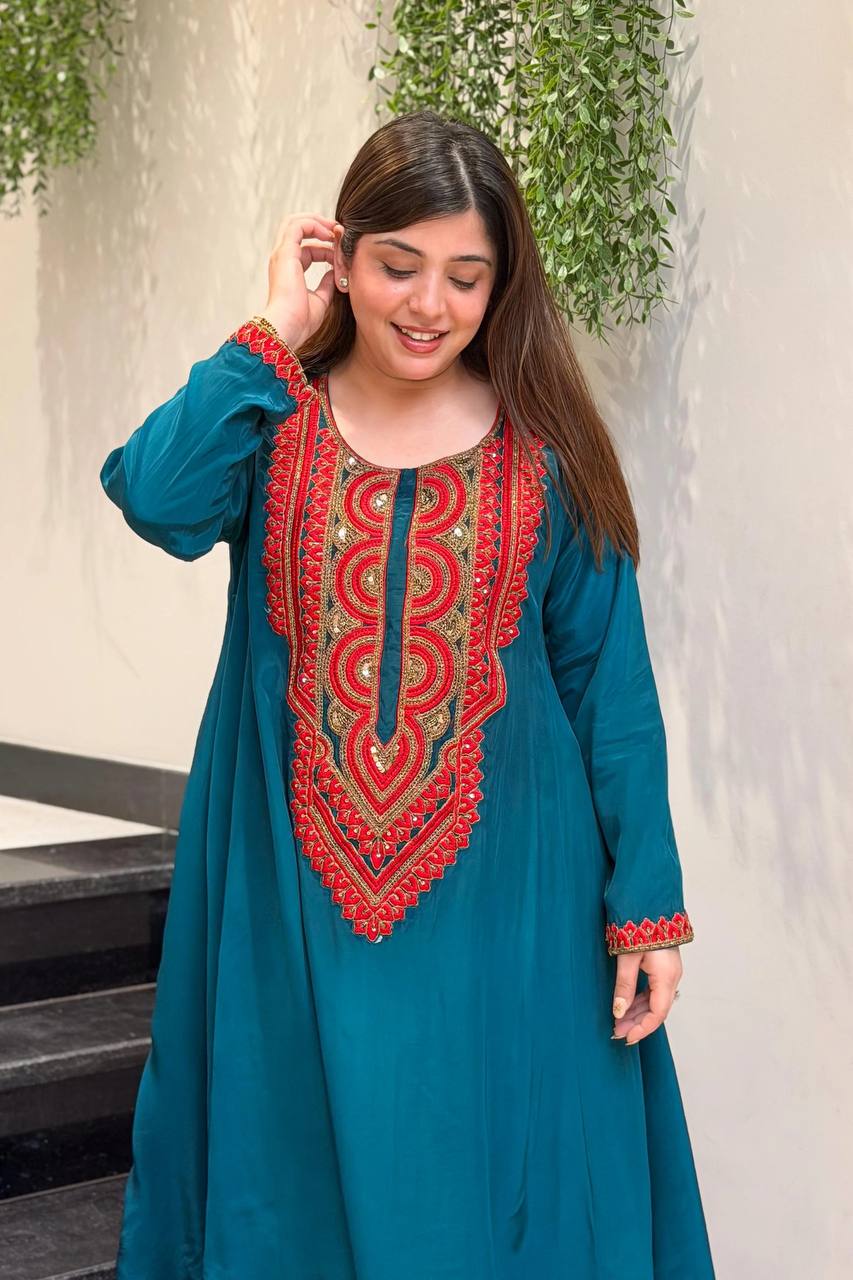 RangBhoomi Embroidered French Crepe Co-ords Set – Stylish Two-Color Pair (S–XXL)