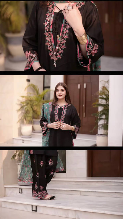 RangBhoomi Elegant Women's Ethnic Wear Set with Heavy Embroidery and Soft Butterfly Net Dupatta