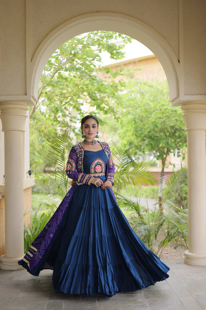 RangBhoomi Navratri 2026 Rayon Lehenga Set with Bandhani Shrug — Full-Stitched Festive Ensemble