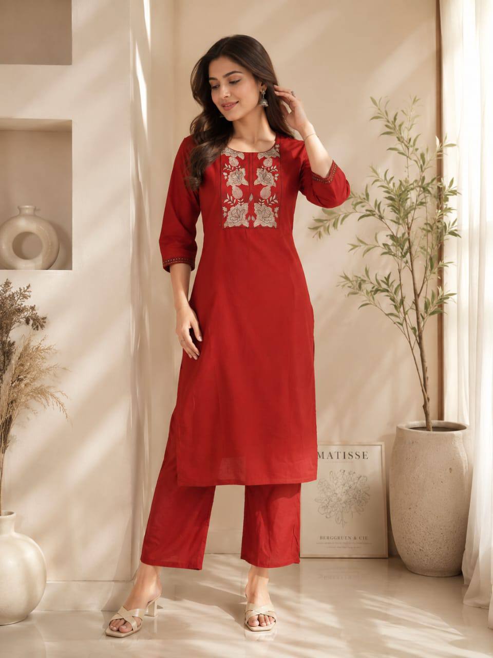 RangBhoomi Premium Cotton 60-60 Kurti & Plazo Set — Soft, Everyday Ethnic Wear
