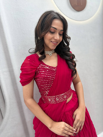 RangBhoomi Rakhi Special Pure Fox Georgette Lehenga Choli with Attached Dupatta