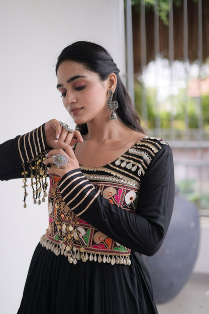 RangBhoomi Navratri Gown Collection 2026 — White, Maroon & Black Festive Gown