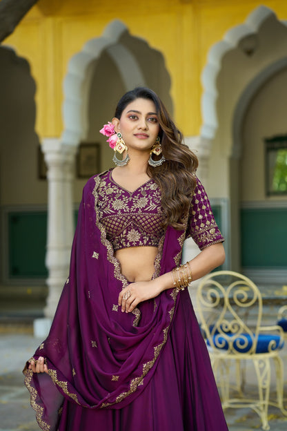 RangBhoomi Elegant Festive Lehenga Set with Rangoli Silk, Sequins, and Thread Embroidery