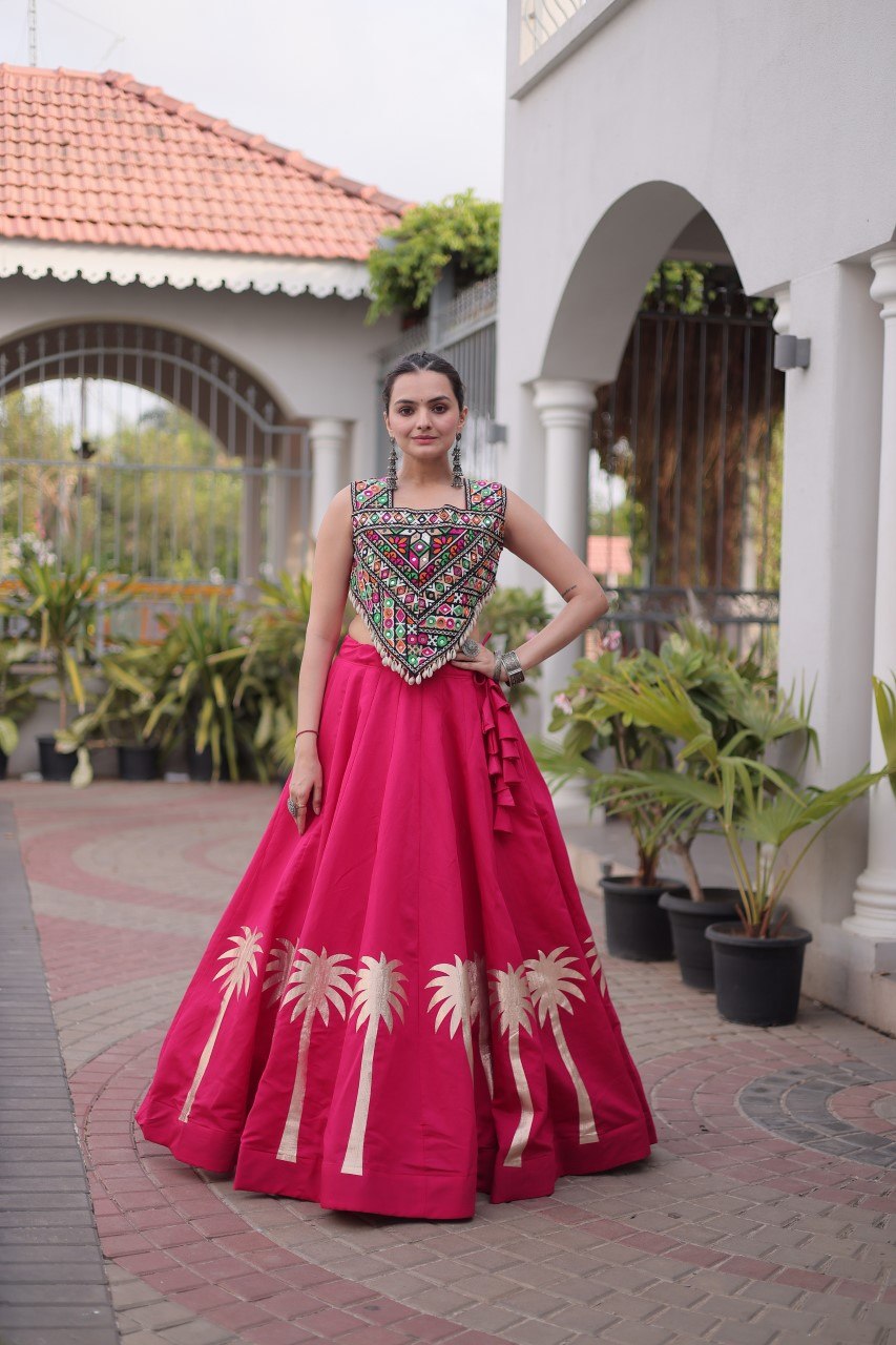 RangBhoomi Navratri Lehenga Choli Collection 2026 — Roman Fabric with Kutchi Embroidery