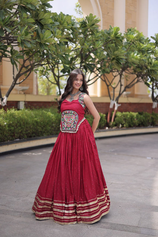 RangBhoomi Navratri Lehenga Choli Collection 2026 — Full-Stitched Mukesh Reyon Set