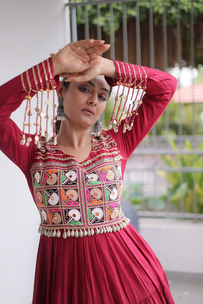 RangBhoomi Navratri Gown Collection 2026 — White, Maroon & Black Festive Gown