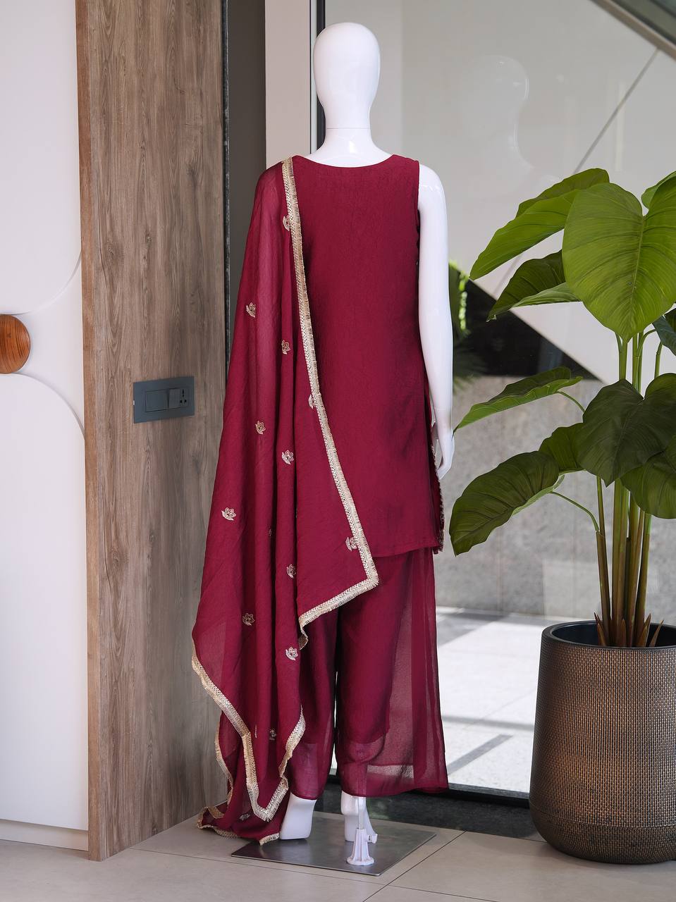 Designer Fusion Style Luxury Edition – Elegant 2-Tone Ensemble with Embroidery and Sequins