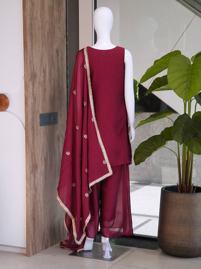 Designer Fusion Style Luxury Edition – Elegant 2-Tone Ensemble with Embroidery and Sequins