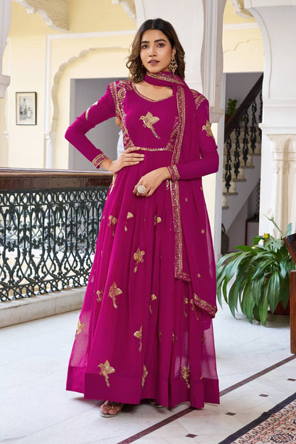 RangBhoomi Elegant Faux Georgette SP Series Gown Set with Thread and Sequin Detailing