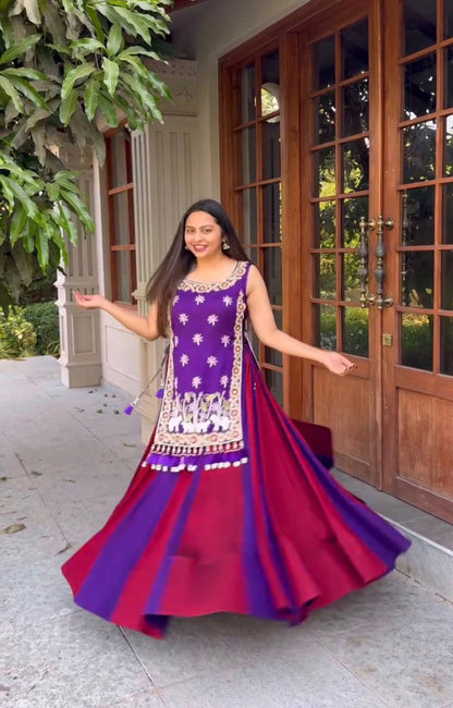RangBhoomi Festive Vichitra Silk Lehenga Choli Set with Heavy Thread & Sequin Work
