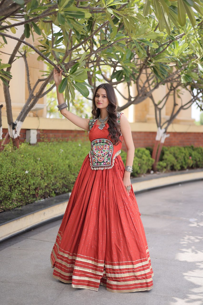 RangBhoomi Navratri Lehenga Choli Collection 2026 — Full-Stitched Mukesh Reyon Set