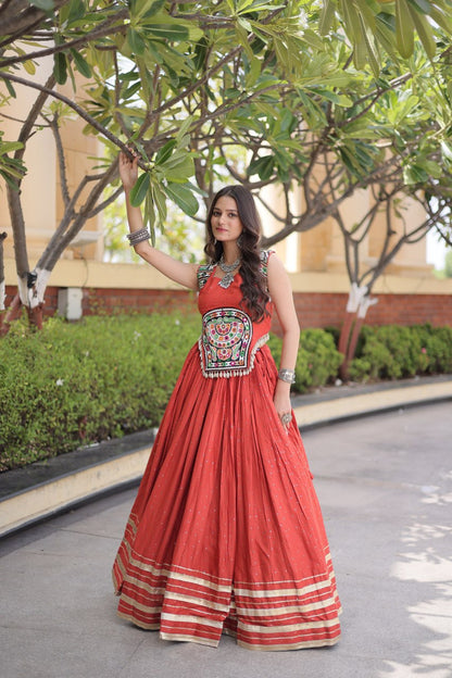 RangBhoomi Navratri Lehenga Choli Collection 2026 — Full-Stitched Mukesh Reyon Set