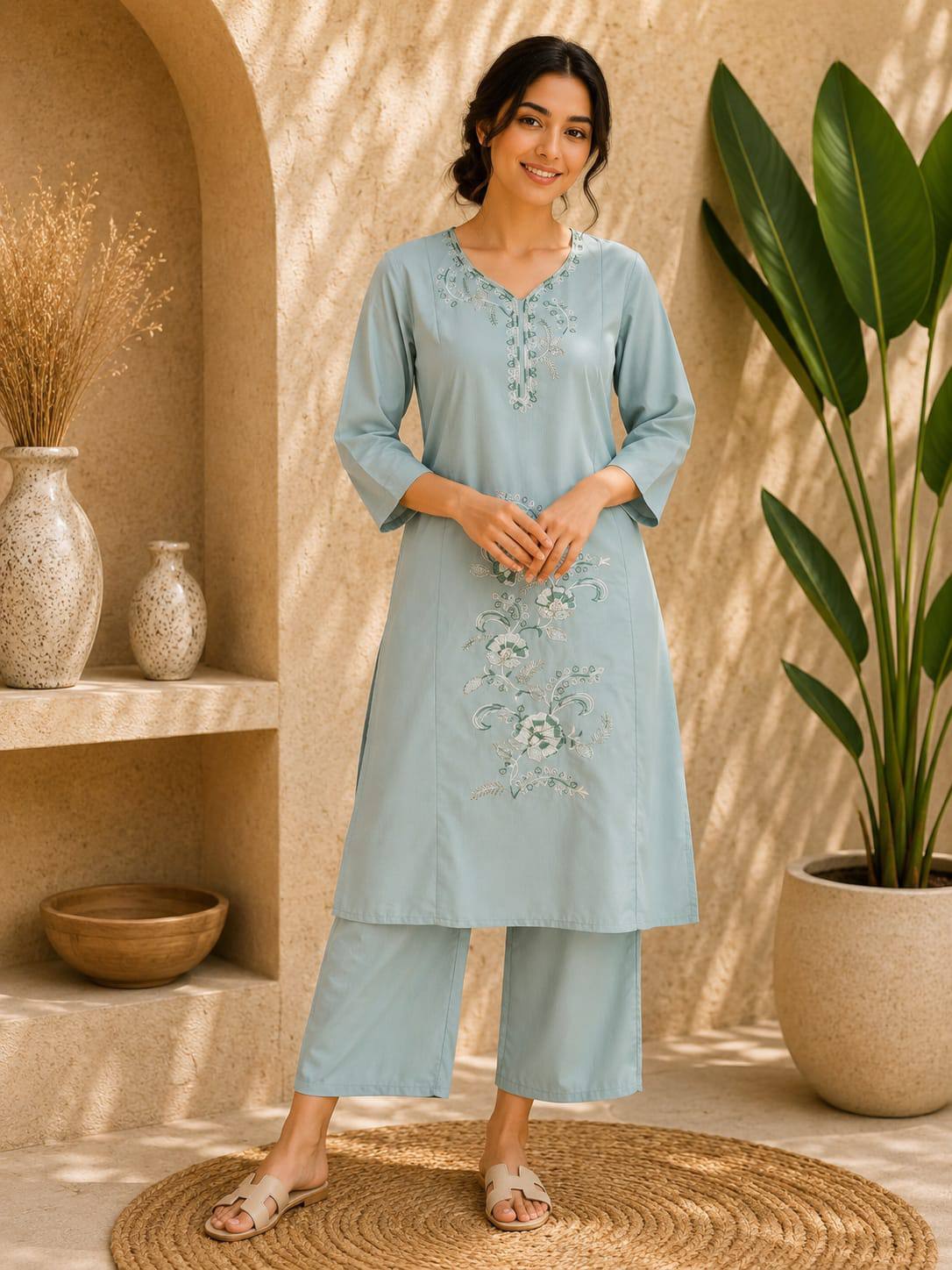 RangBhoomi Premium Cotton 60-60 Kurti & Plazo Set
