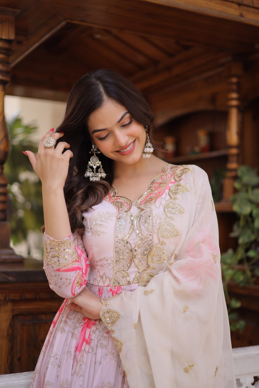 Elegant Premium Ready-to-Wear Gown with Matching Dupatta Set
