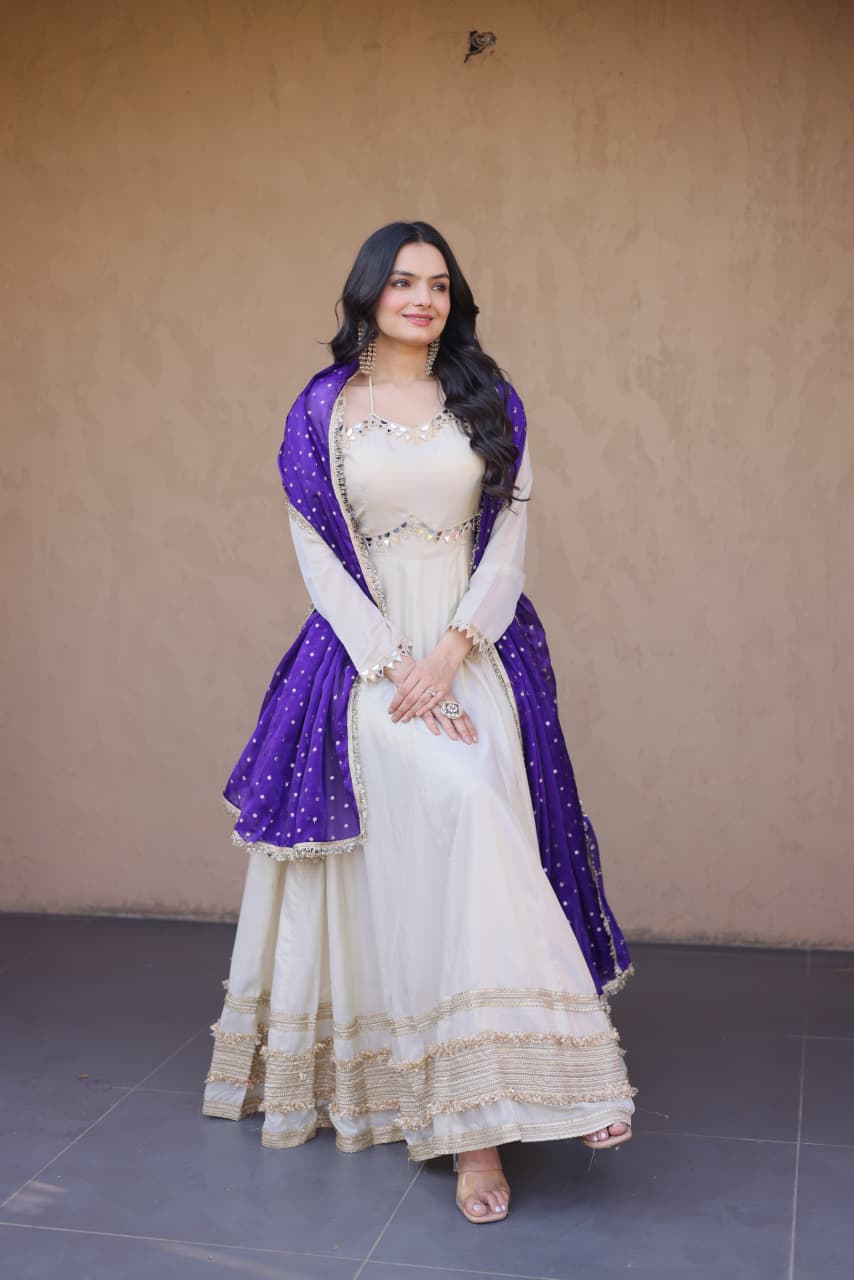 Elegant Gown with Dupatta Collection 2026 – Timeless Design with Classic Embroidery