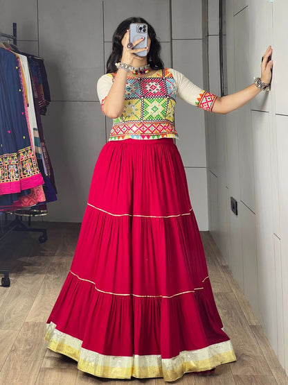 RangBhoomi Fuchsia Cotton Lehenga Choli — Festive Navratri Ready