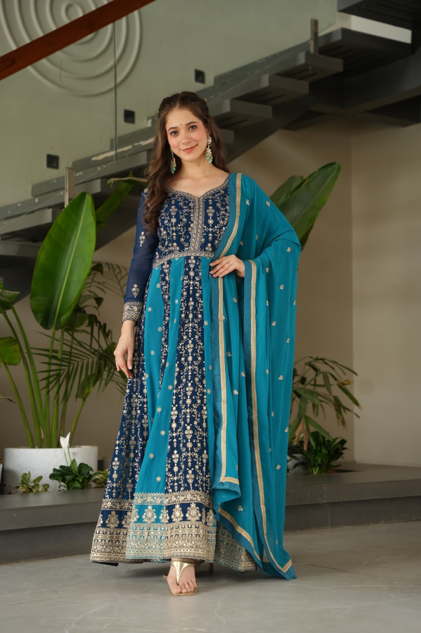 Designer Gown-Dupatta Collection | Zari & Sequin Embroidery