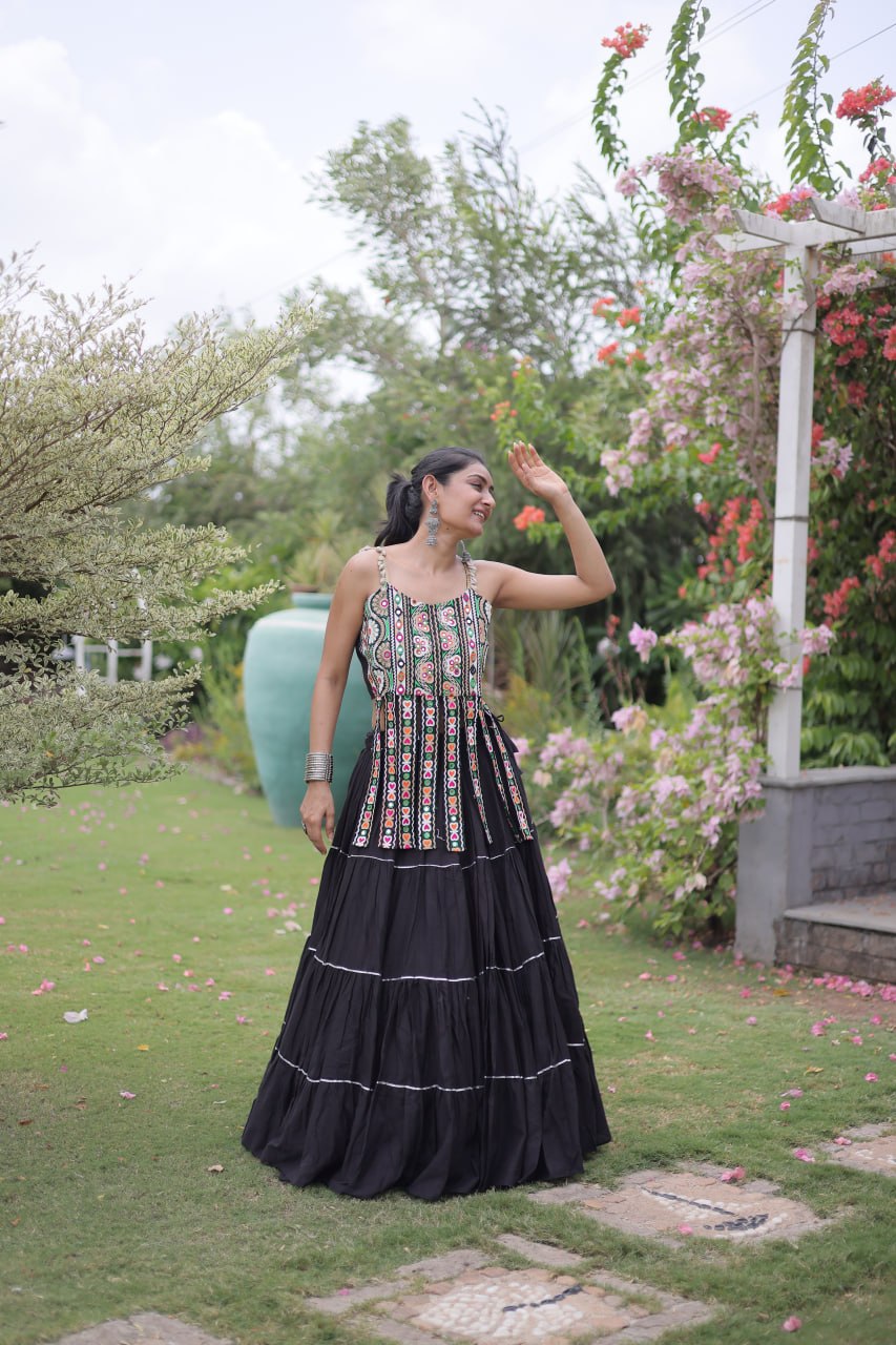 RangBhoomi Navratri Kora Cotton Lehenga Set — Full-Stitched Festive Ensemble