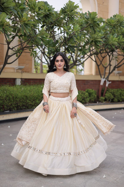 RangBhoomi Glory Satin Embroidered Lehenga Choli Set - Full-Stitched Lehenga with Designer Dupatta