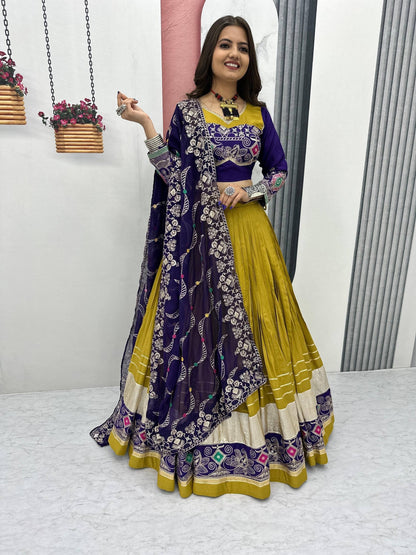 Tapi-252 Pure Cotton Navratri Lehenga Choli - Big Flair 6m, Heavy Embroidery by RangBhoomi