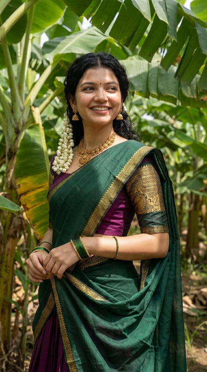 RangBhoomi Exclusive South Indian Kanjivaram Silk Lehenga Set with Georgette Dupatta and Zari Weaving