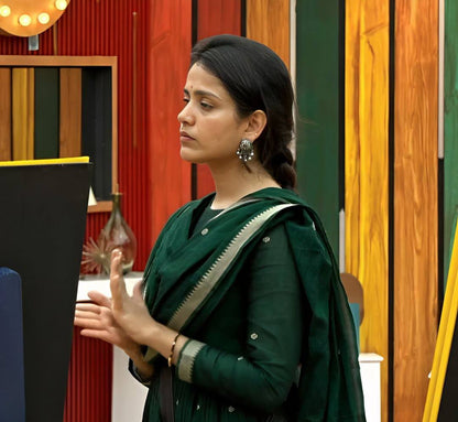 Elegant Handloom Cotton Gown with Matching Dupatta – Inspired by Bigg Boss Star Tanuja
