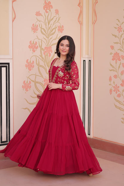 Premium Sequined & Zari Embroidered Gown - Shop Now