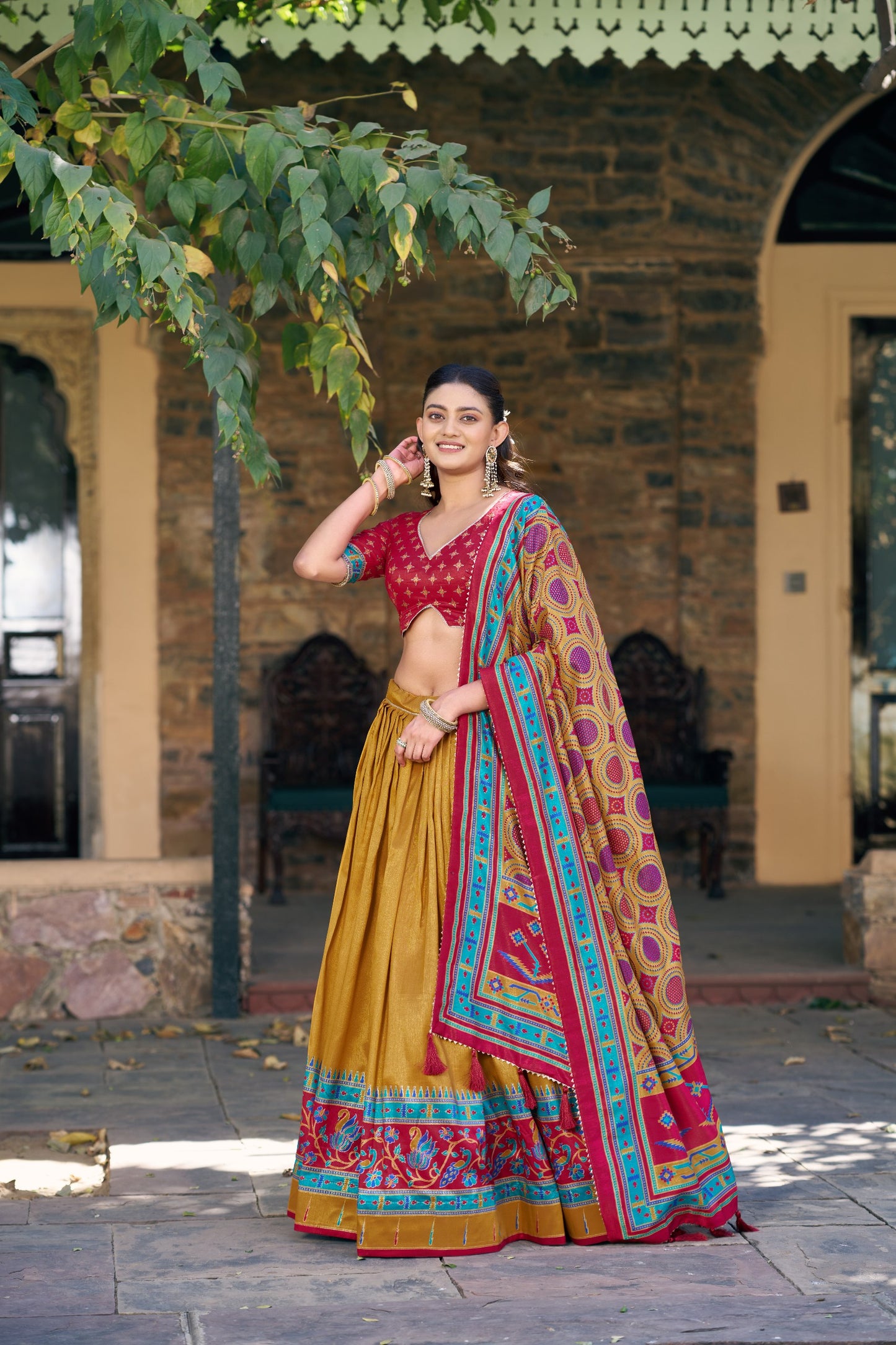 Elegant Tasar Silk Lehenga Choli Set for Festive Celebrations