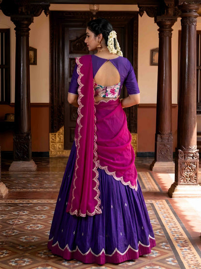 Elegant Embroidered Naysha Lehenga Choli with Sequins and Lace Accents for Festive and Wedding Occasions