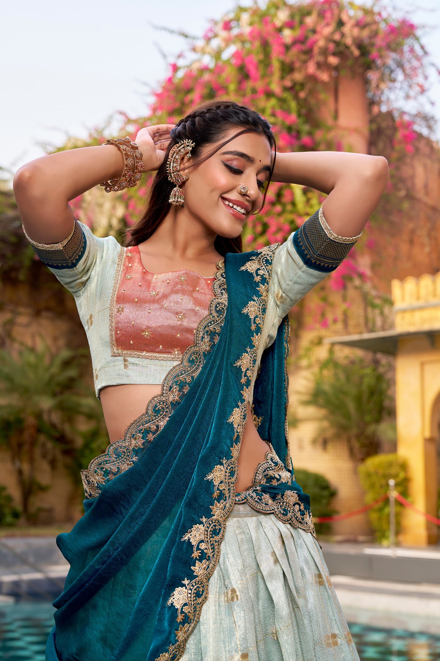 Elegant Woven Grace Lehenga with Royal Paithani Borders and Intricate Embroidery