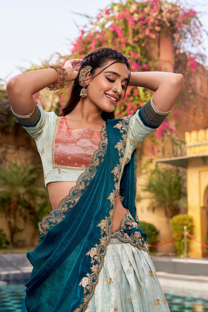 Elegant Woven Grace Lehenga with Royal Paithani Borders and Intricate Embroidery