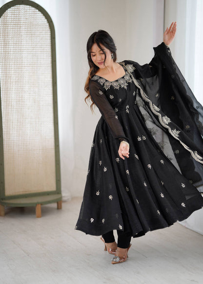 RangBhoomi Elegant Embroidered Sequence Designer Anarkali Three Piece Set