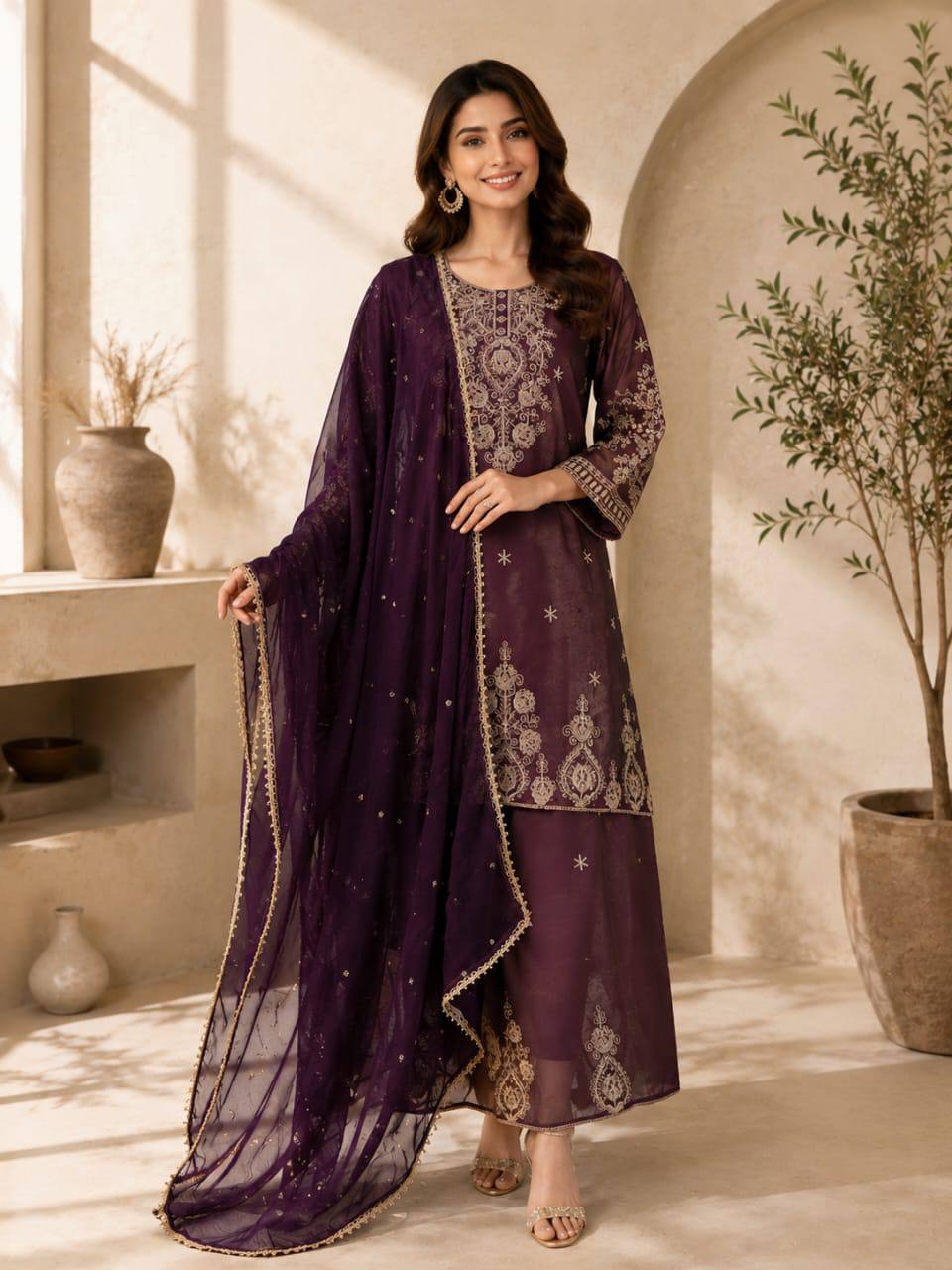 RangBhoomi Designer Festival Special Collection - Elegant Embroidered Cosmos Fabric Set