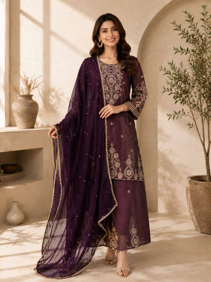 RangBhoomi Designer Festival Special Collection - Elegant Embroidered Cosmos Fabric Set