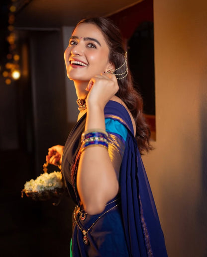 RangBhoomi Elegant Kanjivaram Silk Lehenga Set with Zari Weaving and Georgette Dupatta
