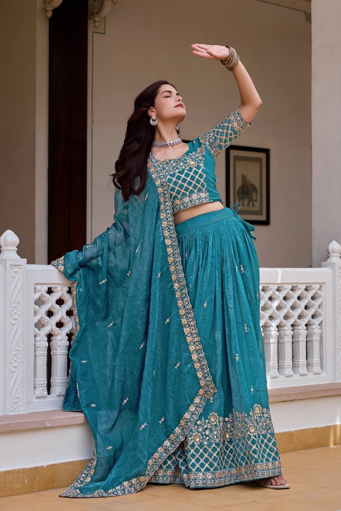 RangBhoomi Real Modeling Wedding Lehenga Choli with Heavy Embroidery and Pure Crunchy Fabric
